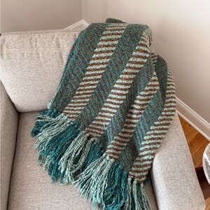 Pier 1 Teal and Brown Knit Throw